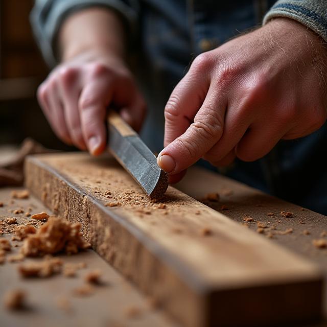 Close up profile of artisan woodworker